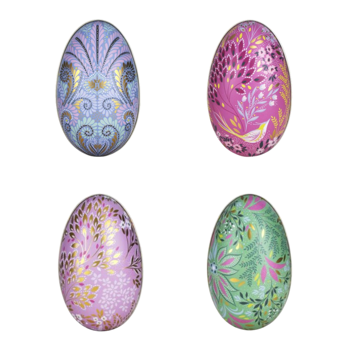Sara Miller Set of 4 Floral Design Large Tin Easter Eggs Novelty Spring Gifts