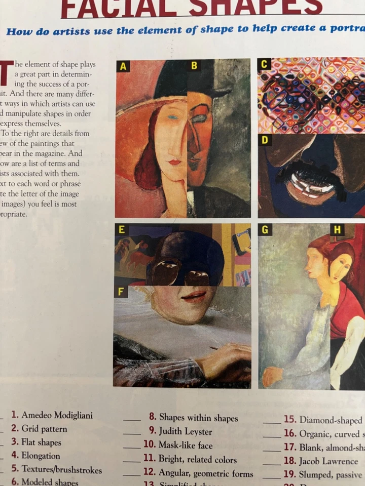 Scholastic Art Magazine MODIGLIANI Sept/Oct 2005 “Working With Shape”  - Image 4 of 4
