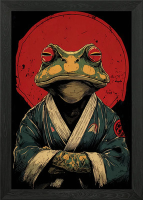 Frosch Samurai mit Tattoos gerahmtes Wandbild Poster Leinwanddruck Bild