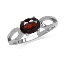8x6mm Oval Natural Garnet 925 Sterling Silver Solitaire Women Wedding Ring