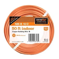 10/2 Romex/Colonial Wire 50ft Roll with Grounded Cable 100% Copper
