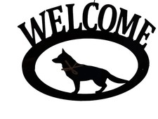 German Shepherd Handcrafted Metal Welcome Sign black silhouette Made in the USA