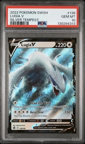 PSA 10 Gem Mint Lugia V 138/195 Sword & Shield - Silver Tempest Holo