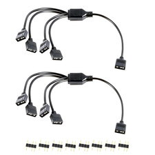 2 Pcs ARGB Extension Cable, 5V 3Pin 1 to 4 Addressable RGB Splitter Cable, Exten