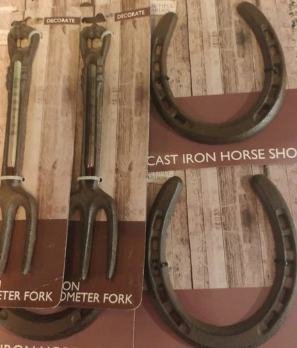 Horseshoes Cast Iron/Termometer Rustical Style Decorative Wall Door Decor Garden