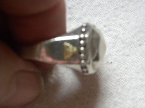 Lagos Caviar Sterling Silver 18k Yellow Gold Logo Faceted Rock Ring Size 7.5 - Picture 7 of 8