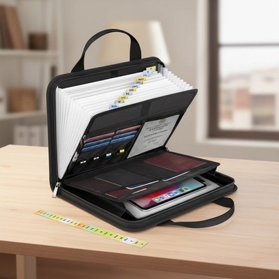 Elegant Document Storage Box - Fireproof and Waterproof with Colorful Labels
