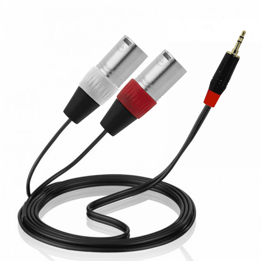 1.5M 3.5mm Stereo TRS Mini Jack to Twin 2 x Male XLR Lead / Audio Signal Cable