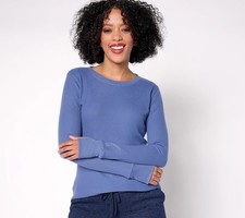 Cuddl Duds Cozy Stretch Thermal Long Sleeve Crew Neck Top Smoke Blue S New
