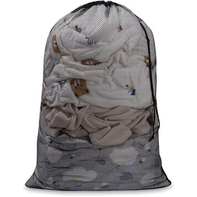 Mesh Laundry Bag 70x90 cm Drawstring Black 1PC