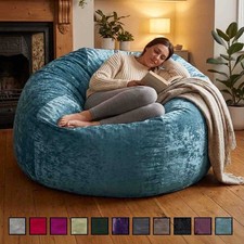 Crushed Velvet Bean Bag Chair Huge Jumbo Giant Seat