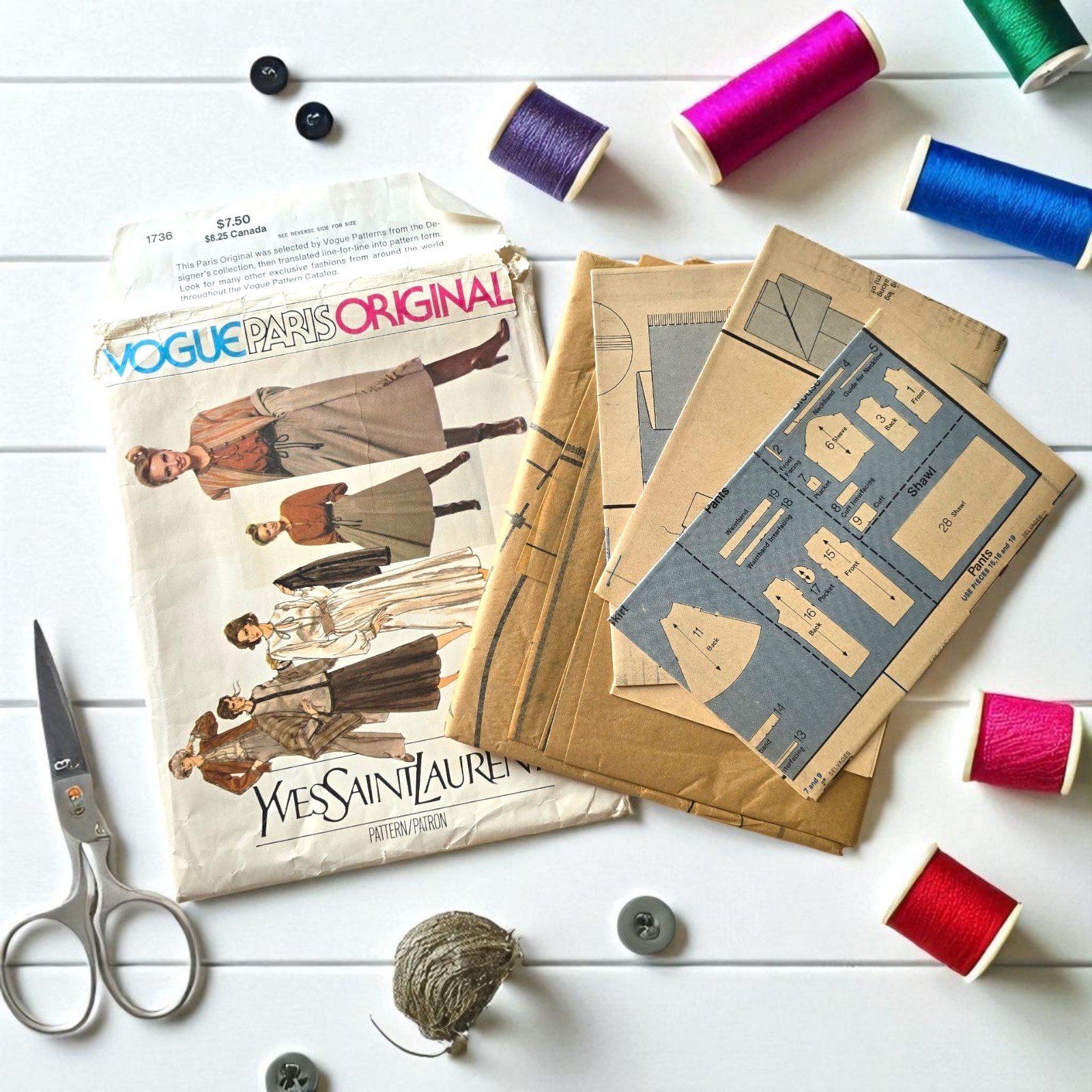 Vogue 1736 Vintage Vogue Paris Originale Yves Saint Laurent Giacca ...