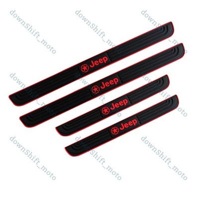 Black Rubber Car Door Scuff Sill Cover Panel Step Protector For Jeep 4PCS New