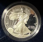 1998-P Proof 1 oz American Silver Eagle $1 .999 Silver One Dollar Coin Box & COA