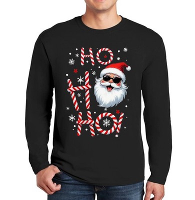 HO H HO SANTA SMILE FACE lustiges Herren Witz Geschenk Camiseta Neuheit Herren Langarm