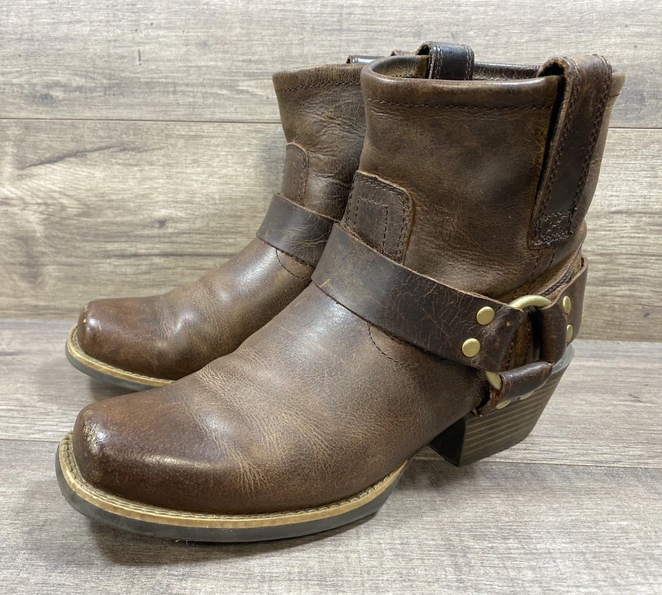 Justin Bridie Western Botas Cortas Arnés Hebilla Cuero Marrón Mujer Talla 8 Foto 2 de 4