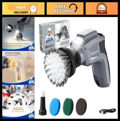 Cordless Electric Spin Scrubber for Kitchen & Bathroom Cleaning, Waterproof, 5 B