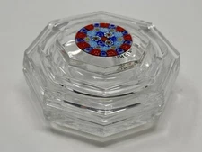 VTG Vinciprova Italian Murano Glass Small Trinket Pill Box Octagonal Millefiore