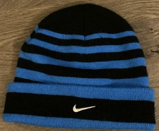 Nike Youth One Sz Lightweight Beanie Stocking Knit Cap Multicolor Blues Striped
