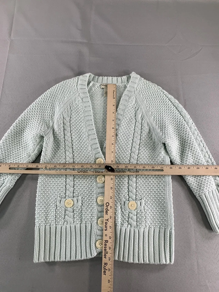 Suéter Banana Republic para mujer mediano verde menta cárdigan tejido con cable bolsillos Foto 3 de 4