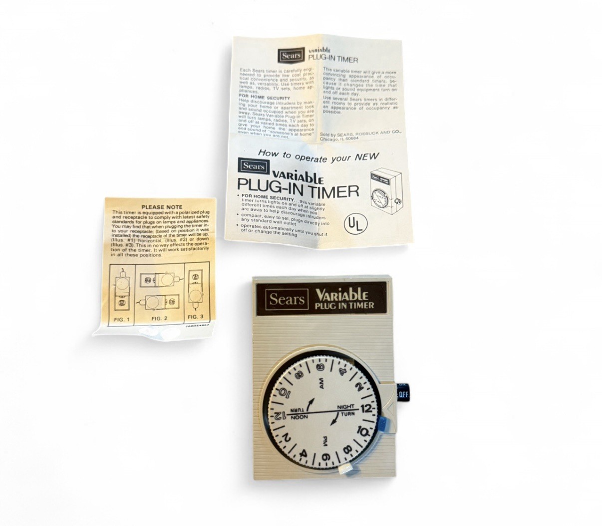 Sears Variable Plug-In Timer #34 6640 Lamp Lights Appliance Timer Vintage NOS