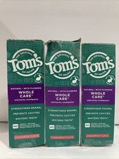 3 Toms of Maine Whole Care Natural Toothpaste w/ Fluoride, Cinnamon Clove 4.0 oz