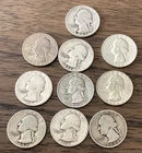 Lot of 10 - Washington Silver Quarters Circulated -  1934-1963