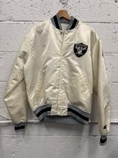 White Vintage Raiders Bomber Jacket NFL