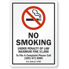 No Smoking Sign Aluminum Weatherproof Outdoor Metal Plaque B00750