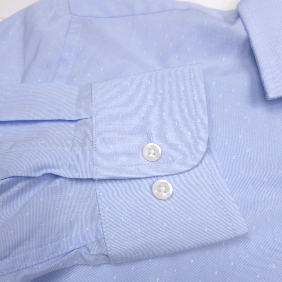 Bloomingdales Slim Fit Stretch Blue Dress Shirt Mens Size 15 - 32/33 - Image 3 of 4