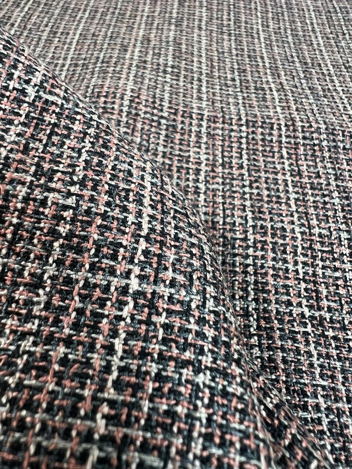 Brown Pink Plaid Rayon Poly Fabric 2 Yard 60 Wide Unbranded Vintage Mid Weight - Image 2 of 4