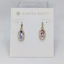 New Kendra Scott Lee Gold Drop Earrings In Dichroic Glass