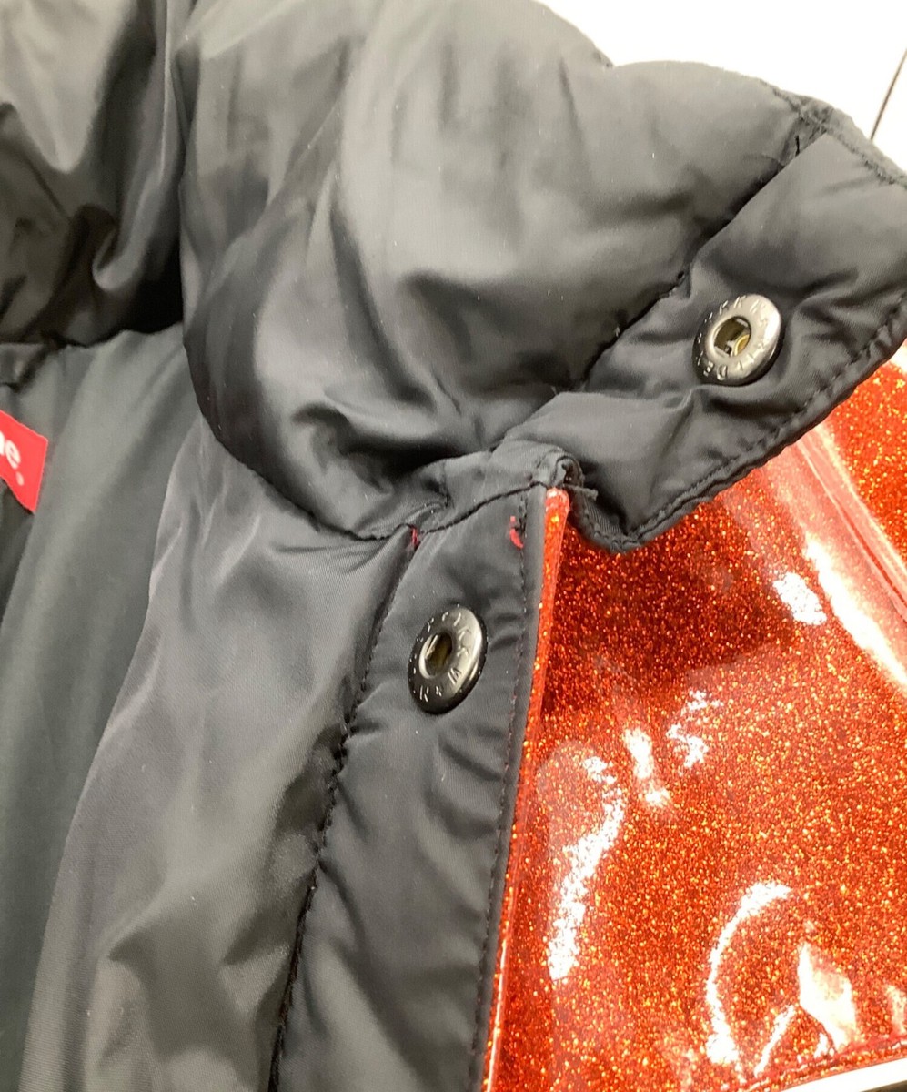 SUPREME Glitter Yoke Down Puffer Jacket 22AW Size: S Red x black