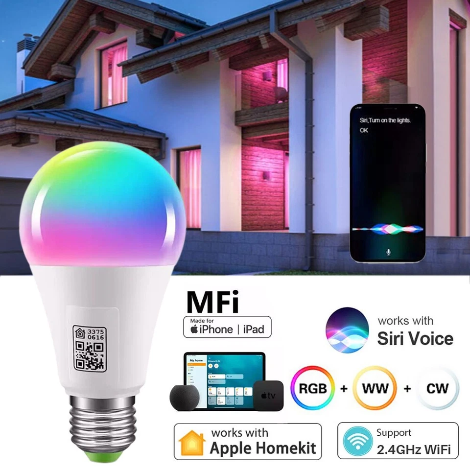 WiFi RGB Smart LED Light Bulb E27 9W 220V Compatible with Cozylife+HomeKit - Image 3 of 4