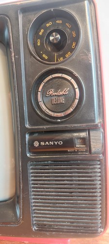 Sanyo Portable Deluxe Model 12-T224 Red Vintage Retro TV Prop Black And White - Picture 14 of 22