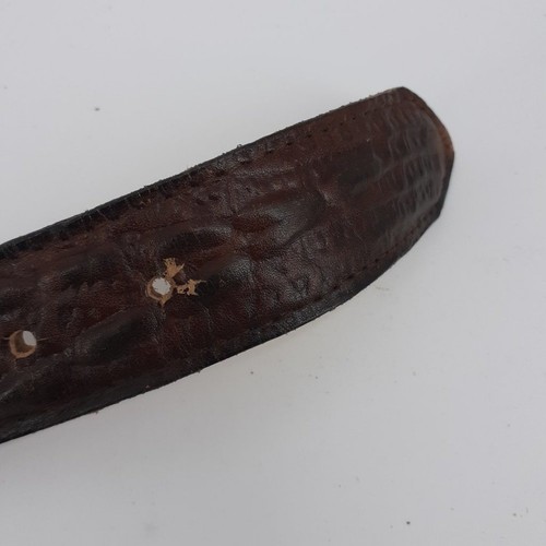 Child's Leather Belt Croc Horn Embossed Dark Brown Made in Mexico oval buckle 23 - Picture 9 of 16