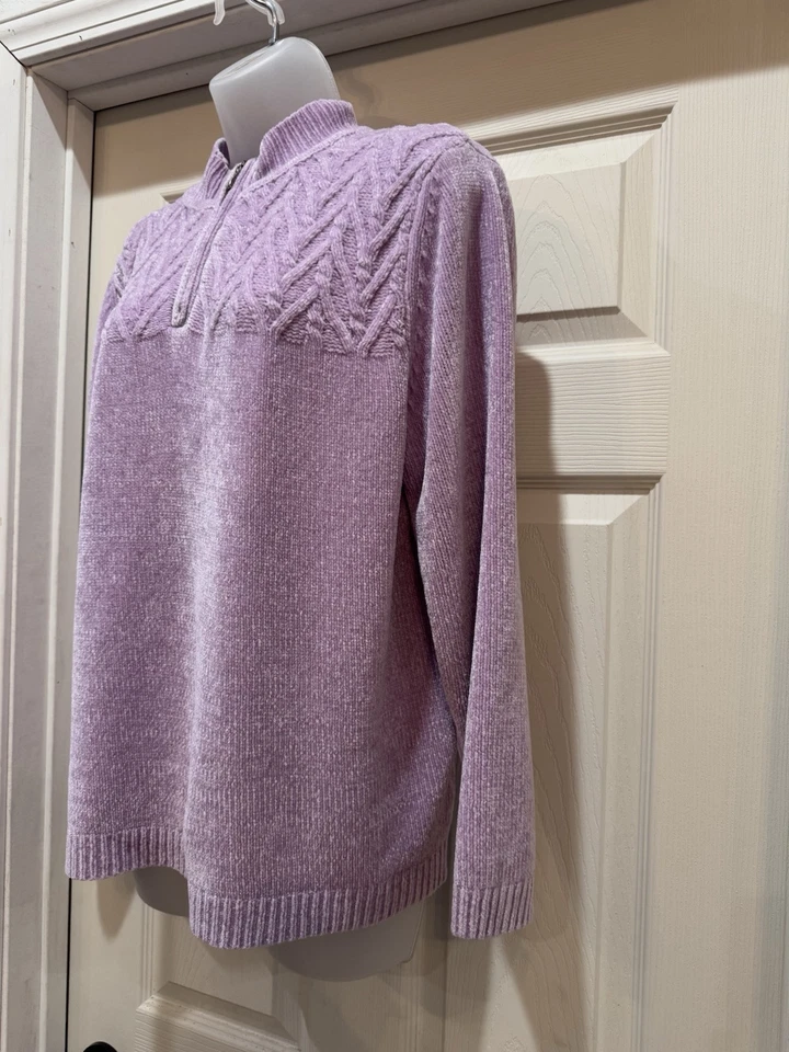 Moletom de malha Alfred Dunner M feminino violeta 1/4 manga longa roxo - Imagem 2 de 4