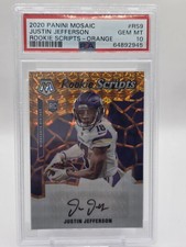 2020 Mosaic Justin Jefferson Rookie Scripts Auto SSP PSA 10 