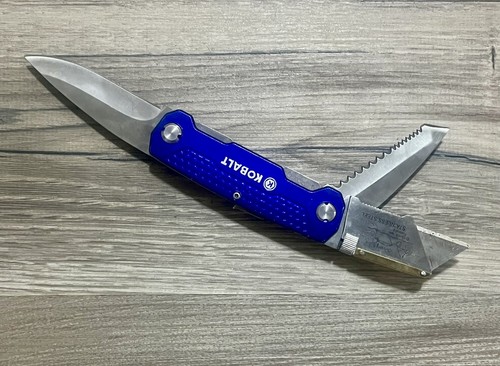 KOBALT Tri-Blade Klapp Allzweck Taschenmesser Wellenschliff Klinge & Teppichmesser RAR!!