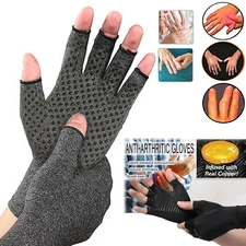 1Pair Copper Anti Arthritis Gloves Hand Support Pain Relief Finger Compression❀