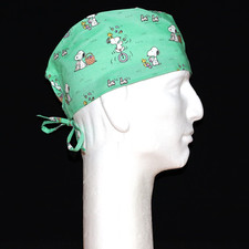 Snoopy Easter Peanuts Gang theme green scrub hat