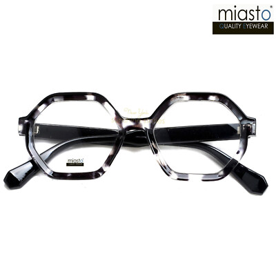 MIASTO HEXAGON OVERSIZE LARGE STATEMENT READING GLASSES+4.00~BLACK TORTOISE XL
