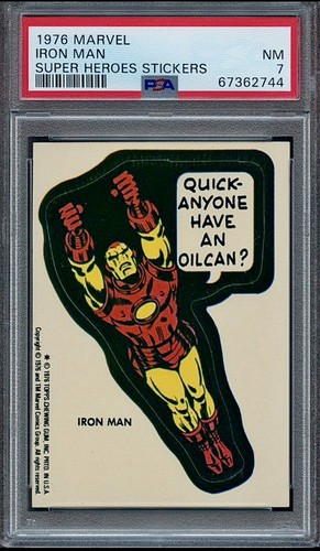 1976 Marvel Super Heroes Stickers Iron Man PSA 7 🔥RARE🔥