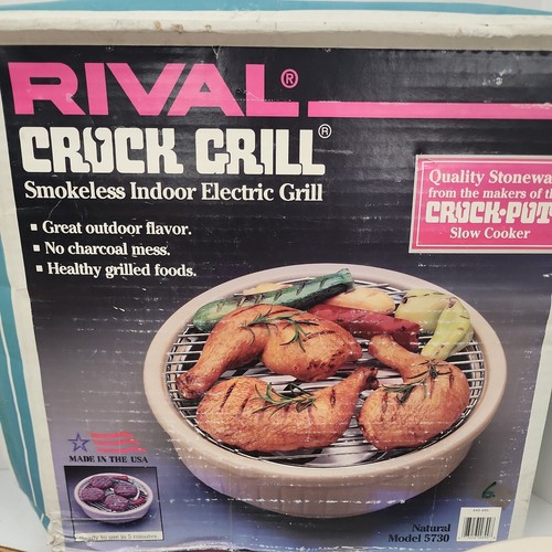 VTG Rival Crock Indoor Grill Model 5730 Electric Tan Base Tested Works