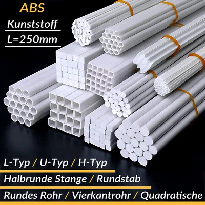 GOO BETTER ABS Polystyrol Kunststoff Rohr Rund Vierkant Stab L/U/H Profil Streifen Platte