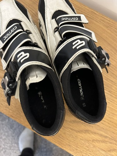 Carnac Notus Carbon Sole White Black Cycling Shoes 39 UK 6 Cleats Road Bike - Picture 7 of 9