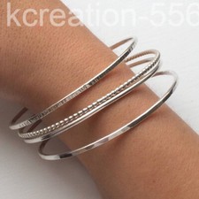 4 Set of Bangles 925 Sterling Silver Bangle Multi Design Stacking Bangle 5K3