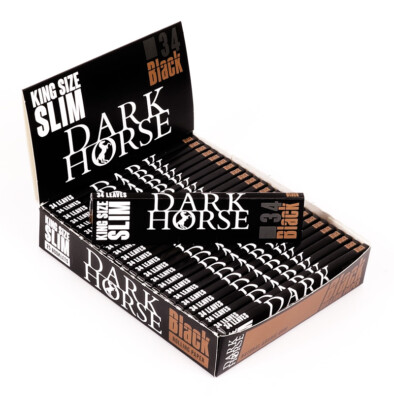 5 Boxes (125 Booklets) Dark Horse Black King Size Slim Papers, 34 Sheets Per Booklet