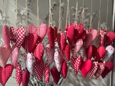 valentines heart decor,Hearts Garland,Handmade fabric heart
