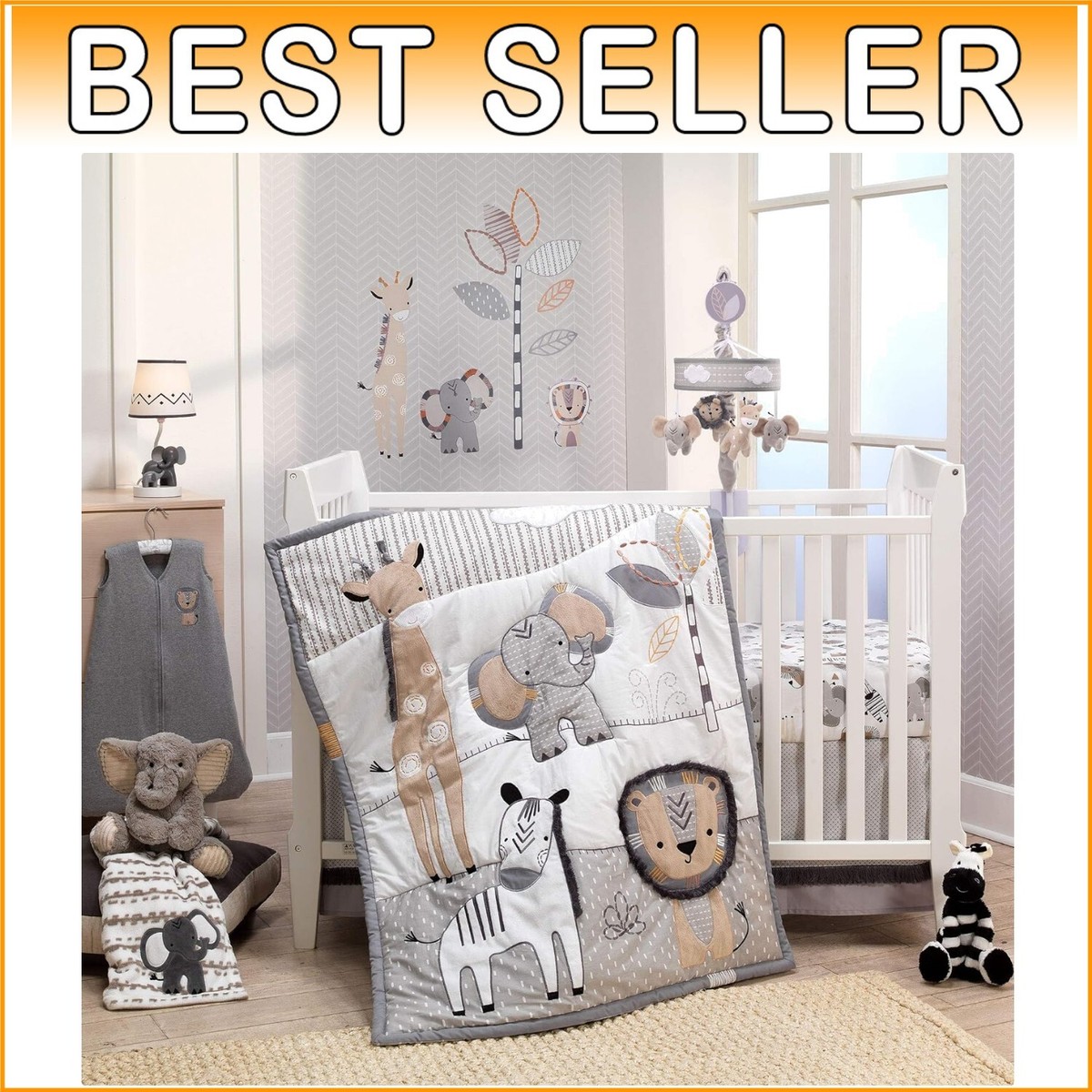 Animal Print Crib Bedding Set 6-Piece Gender Neutral Nursery
